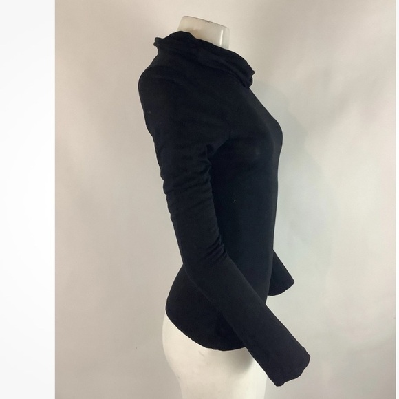 James Perse Sz 1 S Cowl Neck Long Sleeve Pullover Top Black 100% Tencel - Picture 2 of 6